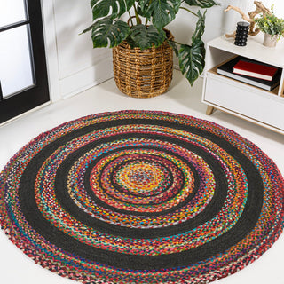 Abyss Braided Bohemian Coastal Round Jute Area Rug