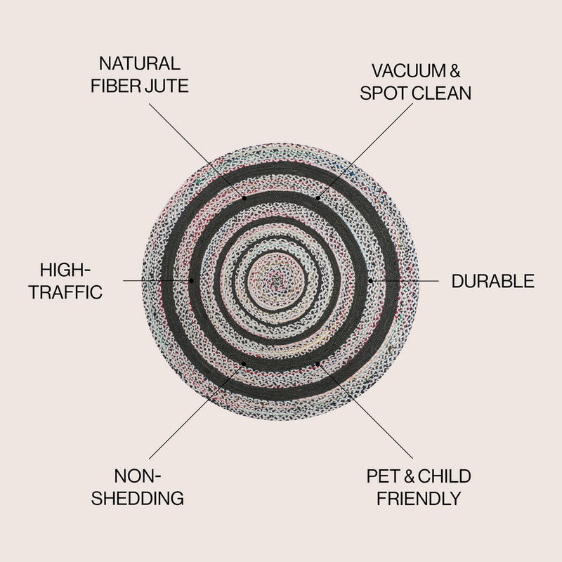 Abyss Braided Bohemian Coastal Round Jute Area Rug