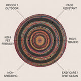 Abyss Braided Bohemian Coastal Round Jute Area Rug White/Multi / Round / 6' Round – ICONS