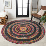Abyss Braided Bohemian Coastal Round Jute Area Rug White/Multi / Round / 6' Round – ROOM3