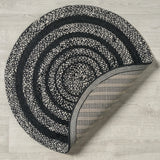 Abyss Braided Bohemian Coastal Round Jute Area Rug Black/White / Round / 5' Round – BACK