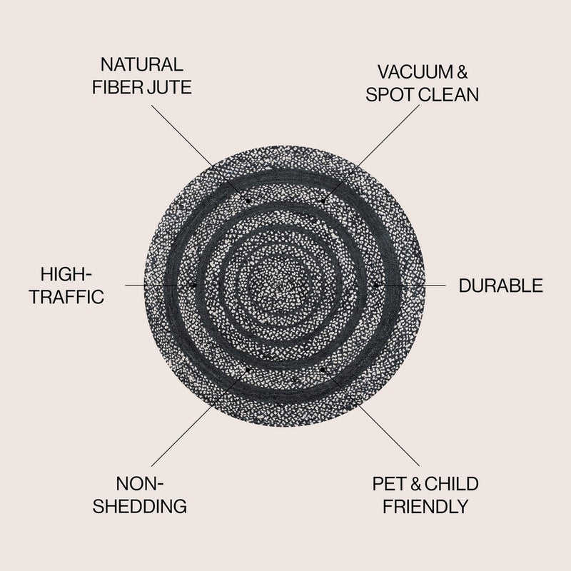 Abyss Braided Bohemian Coastal Round Jute Area Rug