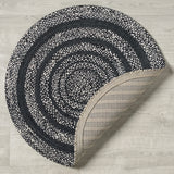 Abyss Braided Bohemian Coastal Round Jute Area Rug Black/White / Round / 6' Round – BACK