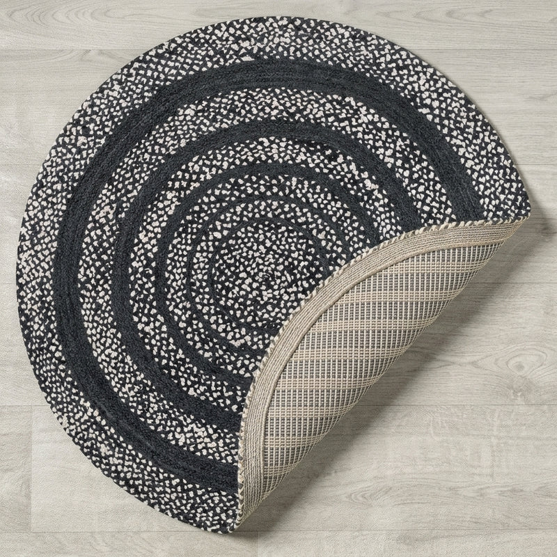 Abyss Braided Bohemian Coastal Round Jute Area Rug Black/White / Round / 6' Round – BACK