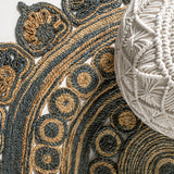 Flora Medallion Contemporary Bohemian Round Jute Area Rug