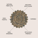 Flora Medallion Contemporary Bohemian Round Jute Area Rug