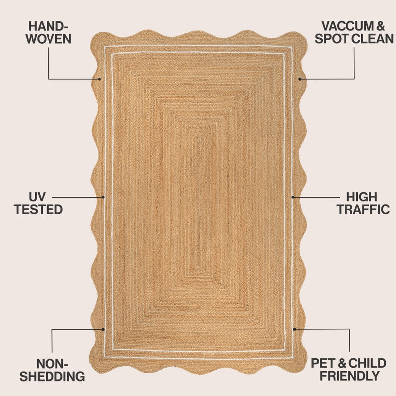 Seaside Cottage Scallop Edge Jute Area Rug