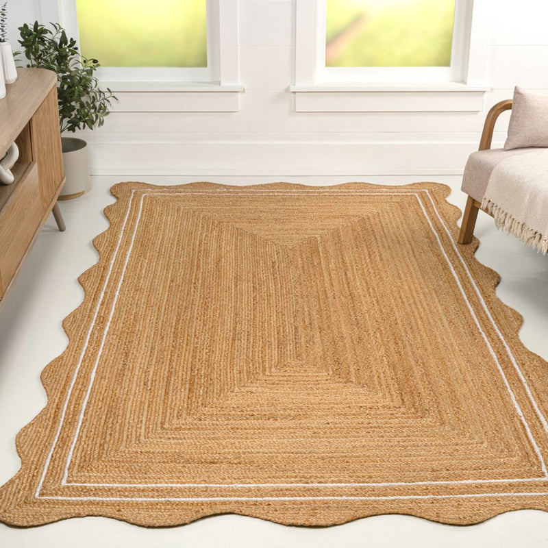Seaside Cottage Scallop Edge Jute Area Rug