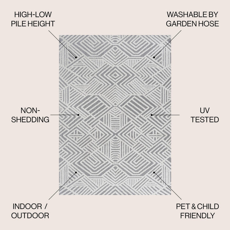 Jordan High-low Pile Art Deco Geometric Indoor/outdoor Area Rug