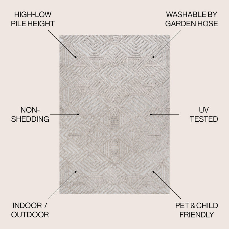Jordan High-low Pile Art Deco Geometric Indoor/outdoor Area Rug