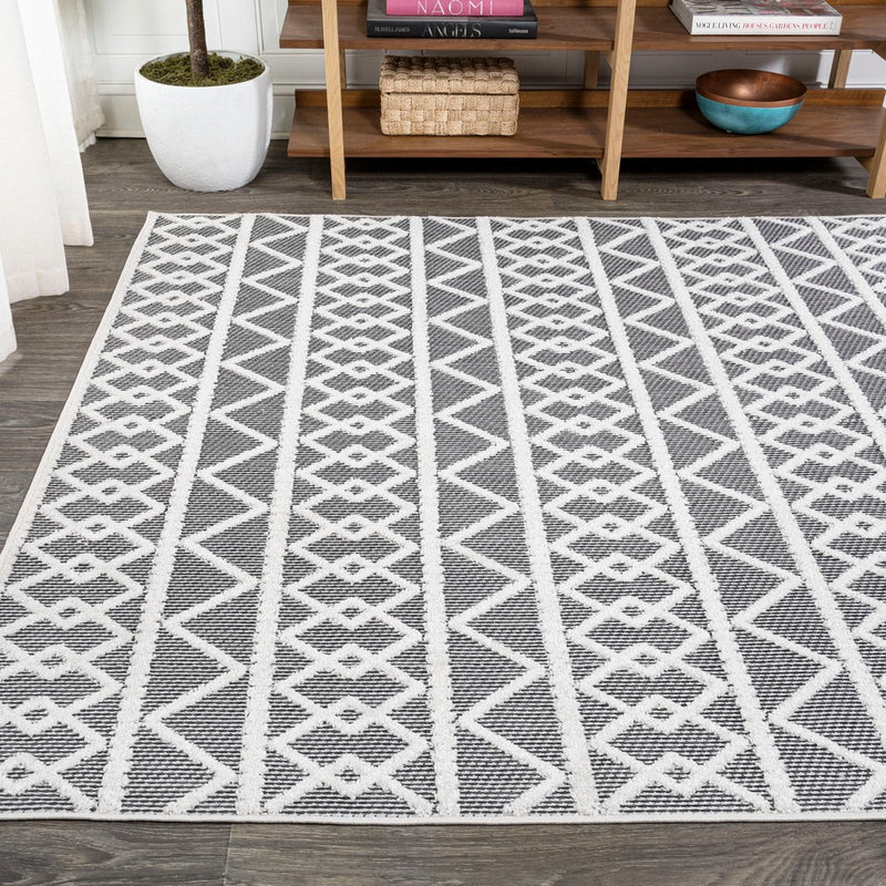 Aylan High-low Pile Knotted Trellis Geometric Indoor/outdoor Area Rug