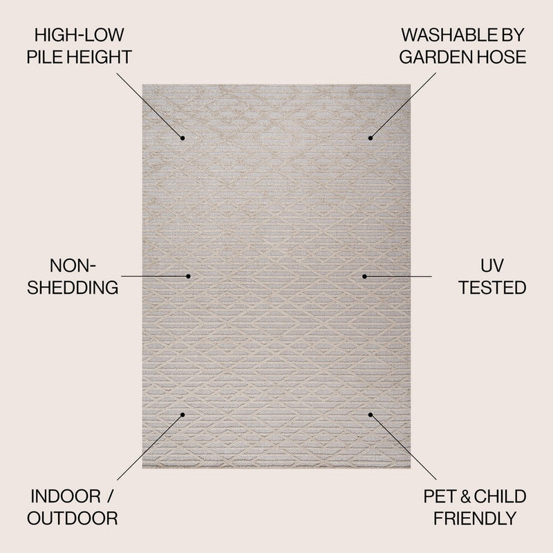 Ararat High-low Pile Moroccan Diamond Modern Indoor/outdoor Area Rug
