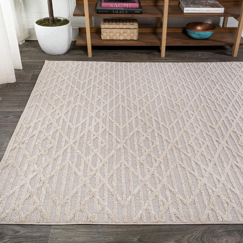 Ararat High-low Pile Moroccan Diamond Modern Indoor/outdoor Area Rug