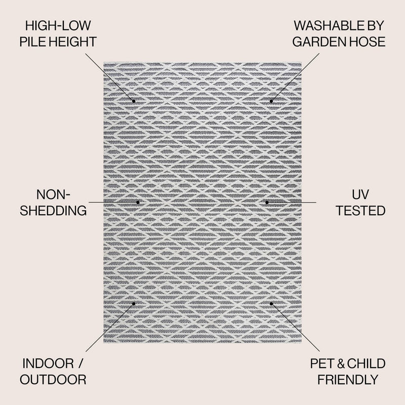 Ararat High-low Pile Moroccan Diamond Modern Indoor/outdoor Area Rug
