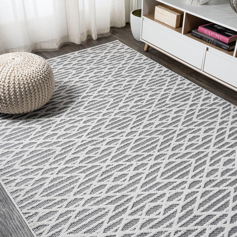 Ararat High-low Pile Moroccan Diamond Modern Indoor/outdoor Area Rug