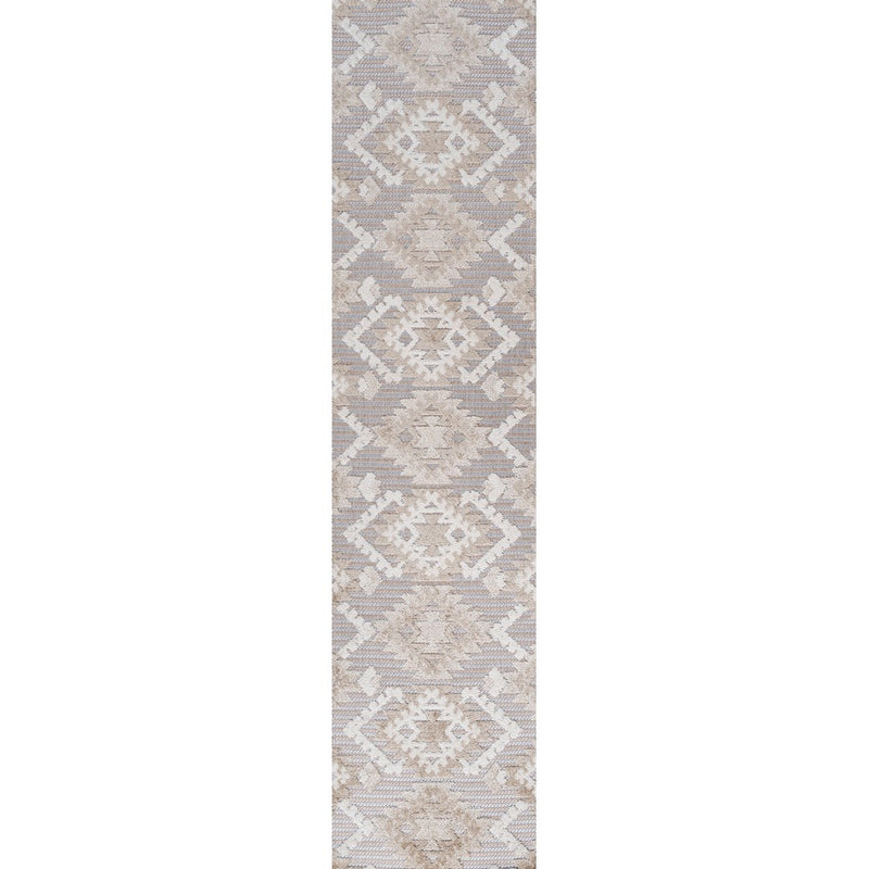 Sumak High-low Pile Neutral Diamond Kilim Area Rug