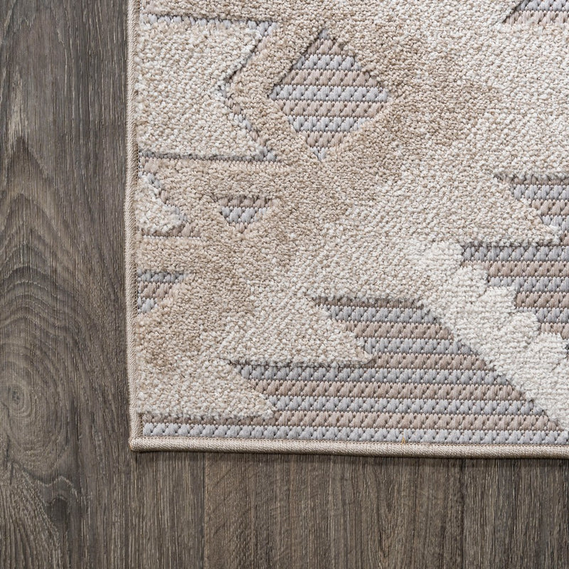 Sumak High-low Pile Neutral Diamond Kilim Area Rug