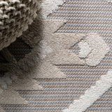 Sumak High-low Pile Neutral Diamond Kilim Area Rug