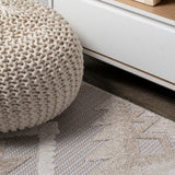 Sumak High-low Pile Neutral Diamond Kilim Area Rug