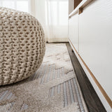 Sumak High-low Pile Neutral Diamond Kilim Area Rug