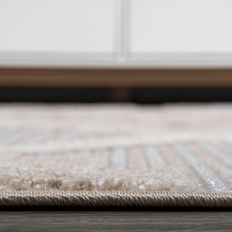 Sumak High-low Pile Neutral Diamond Kilim Area Rug