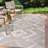 Sumak High-low Pile Neutral Diamond Kilim Area Rug
