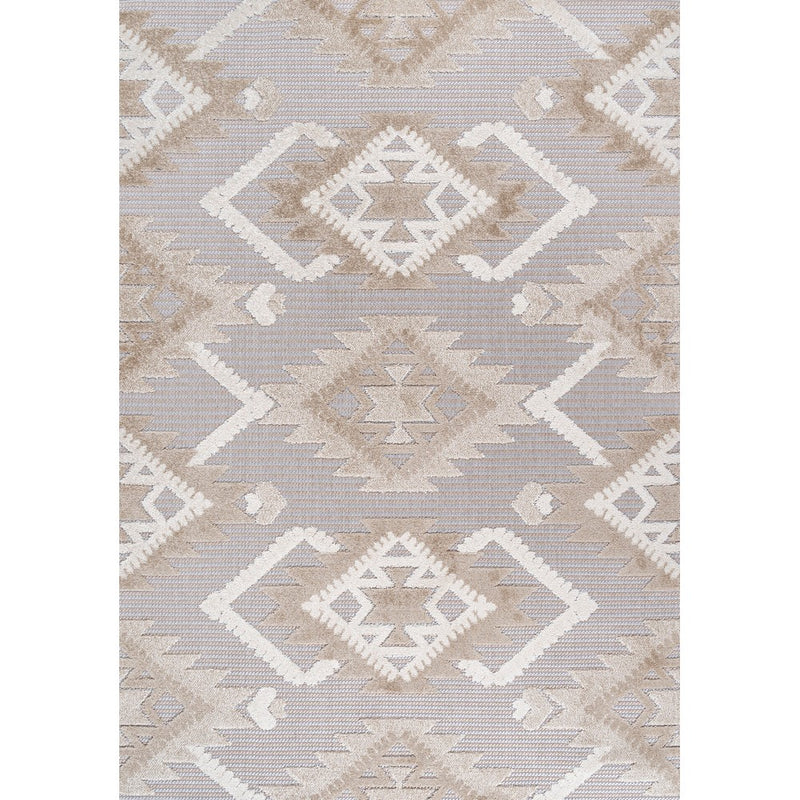 Sumak High-low Pile Neutral Diamond Kilim Area Rug