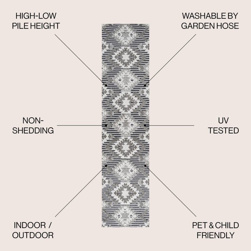 Sumak High-low Pile Neutral Diamond Kilim Area Rug