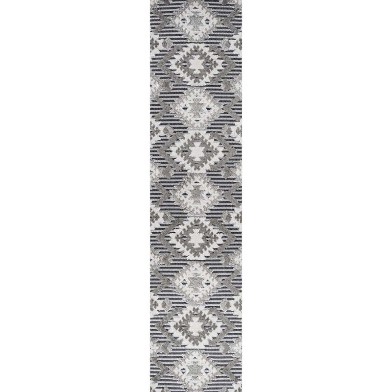 Sumak High-low Pile Neutral Diamond Kilim Area Rug