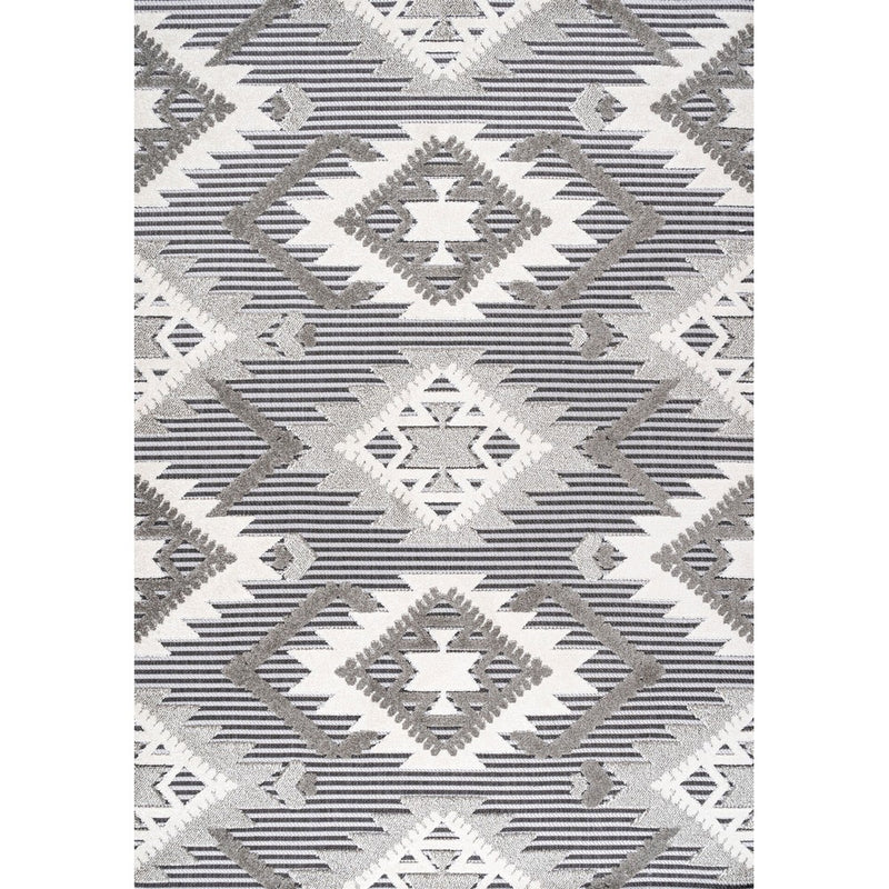 Sumak High-low Pile Neutral Diamond Kilim Area Rug