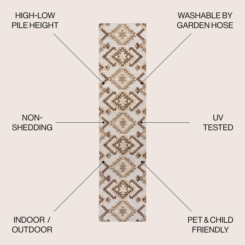 Sumak High-low Pile Neutral Diamond Kilim Area Rug