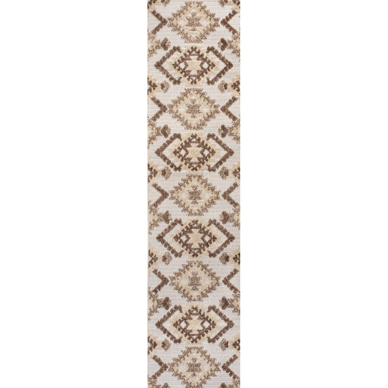 Sumak High-low Pile Neutral Diamond Kilim Area Rug