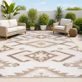 Sumak High-low Pile Neutral Diamond Kilim Area Rug