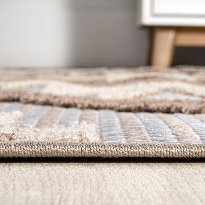 Sumak High-low Pile Neutral Diamond Kilim Area Rug