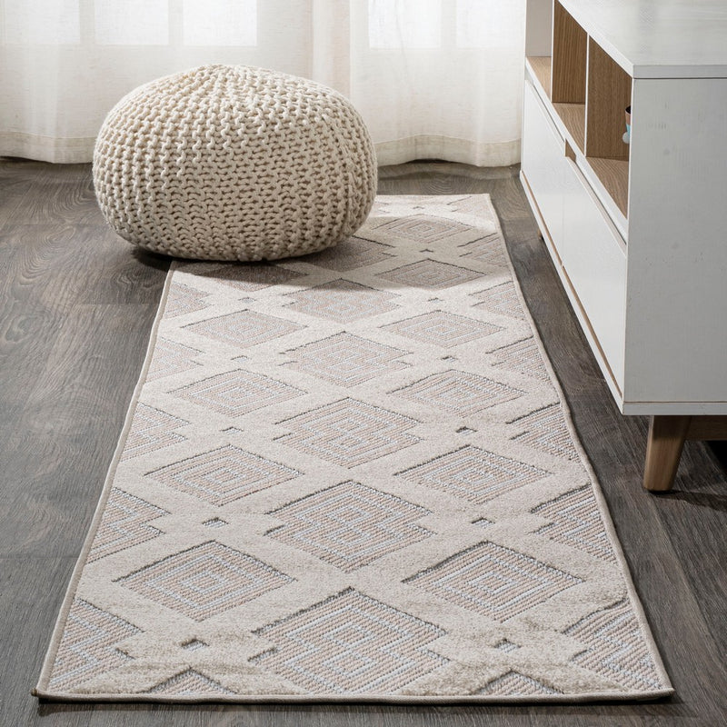 Duwun High-low Pile Ogee Trellis Tone-on-tone Indoor/outdoor Area Rug