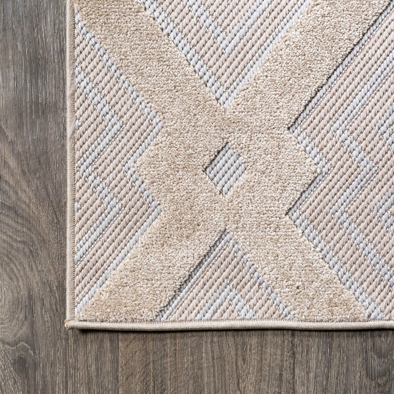 Duwun High-low Pile Ogee Trellis Tone-on-tone Indoor/outdoor Area Rug