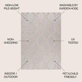 Duwun High-low Pile Ogee Trellis Tone-on-tone Indoor/outdoor Area Rug