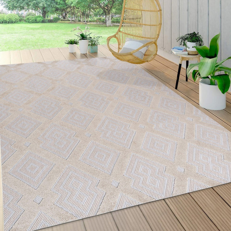 Duwun High-low Pile Ogee Trellis Tone-on-tone Indoor/outdoor Area Rug