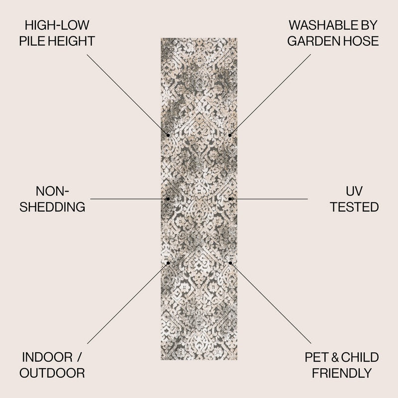 Duenas High-low Shabby Damask Area Rug