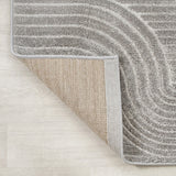 Skagen Minimalist Curve Geometric Area Rug Gray/Ivory / Runner / 2' X 8' – BACK