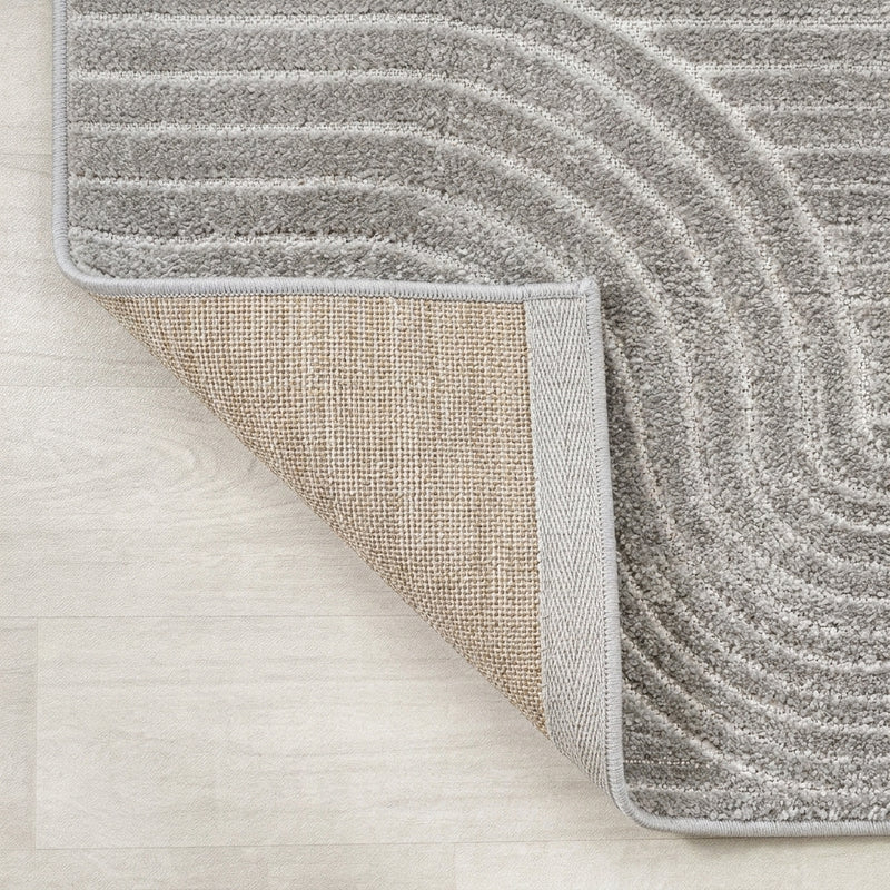 Skagen Minimalist Curve Geometric Area Rug Gray/Ivory / Runner / 2' X 8' – BACK
