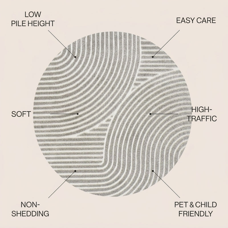 Skagen Minimalist Curve Geometric Area Rug Gray/Ivory / Round / 5'3" Round – ICONS