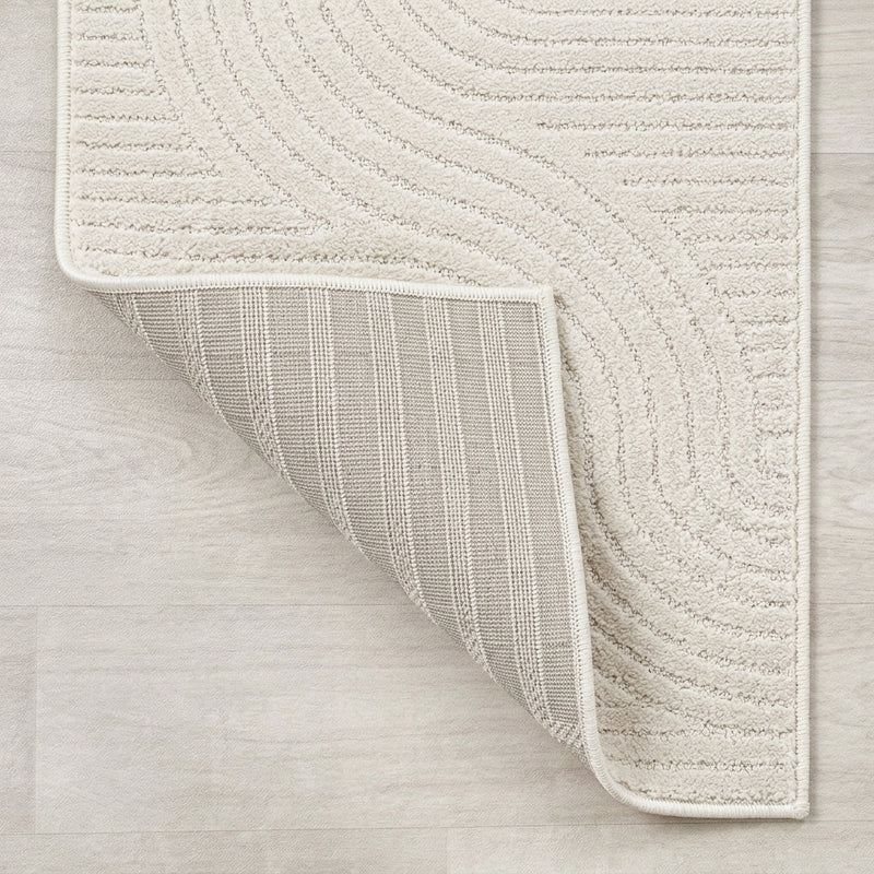 Skagen Minimalist Curve Geometric Area Rug Ivory/Cream / Runner / 2' X 8' – BACK