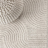 Skagen Minimalist Curve Geometric Area Rug Ivory/Cream / Runner / 2' X 8' – DETAIL
