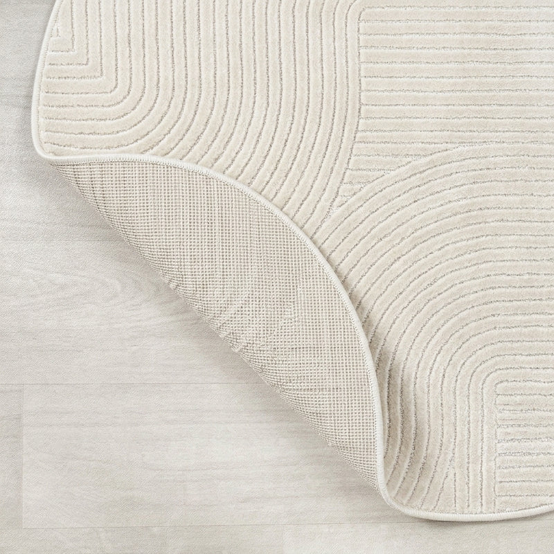 Skagen Minimalist Curve Geometric Area Rug Ivory/Cream / Round / 5'3" Round – BACK