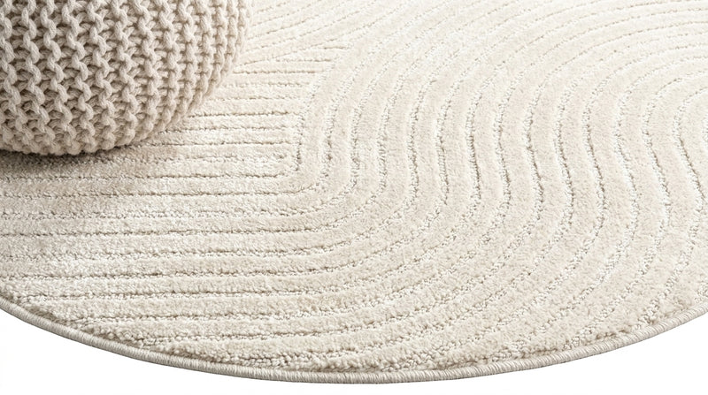 Skagen Minimalist Curve Geometric Area Rug Ivory/Cream / Round / 5'3" Round – DETAIL