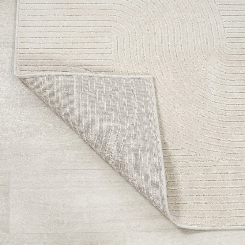 Skagen Minimalist Curve Geometric Area Rug Ivory/Cream / Square / 5'3" Square – BACK