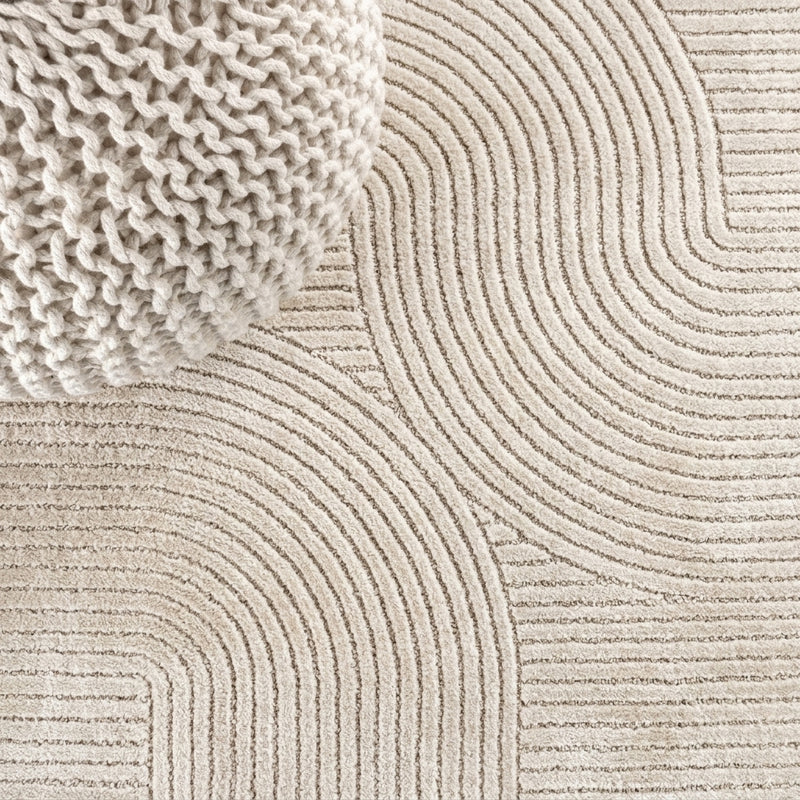 Skagen Minimalist Curve Geometric Area Rug Ivory/Cream / Square / 5'3" Square – DETAIL