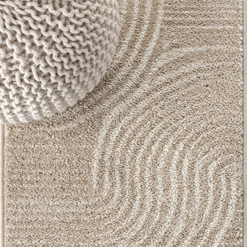 Skagen Minimalist Curve Geometric Area Rug Beige/Cream / Runner / 2' X 8' – DETAIL