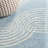 Skagen Minimalist Curve Geometric Area Rug Light Blue/Cream / Runner / 2' X 8' – DETAIL